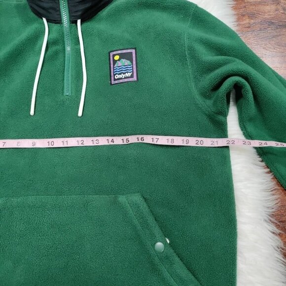 Vintage Only NY Mens M Long Sleeve Kangaroo Pocket Fleece Pullover Hoodie Green - Picture 10 of 10